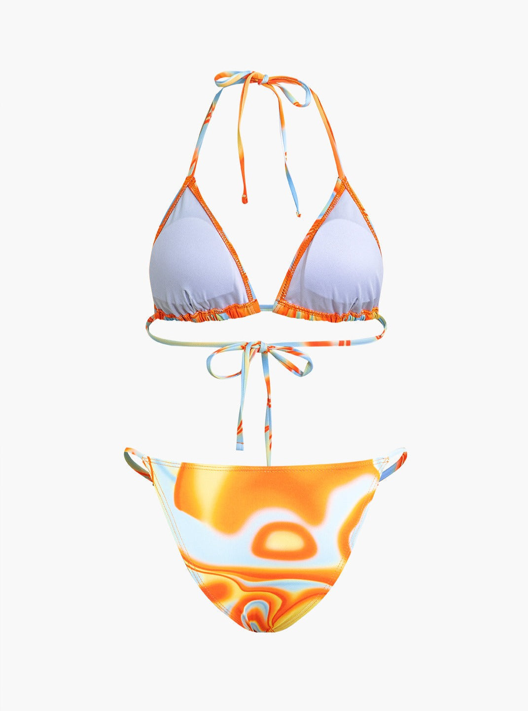 Abstrakt trykk halterneck bikini 3-delt sett