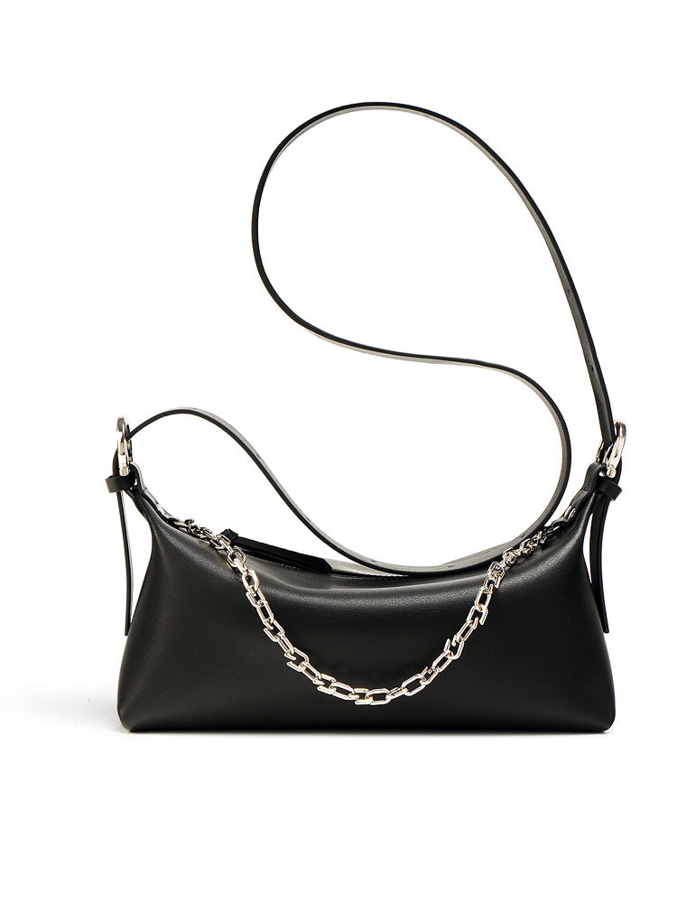 Missy Longuette Leather Shoulder and Crossbody Bag With Chain