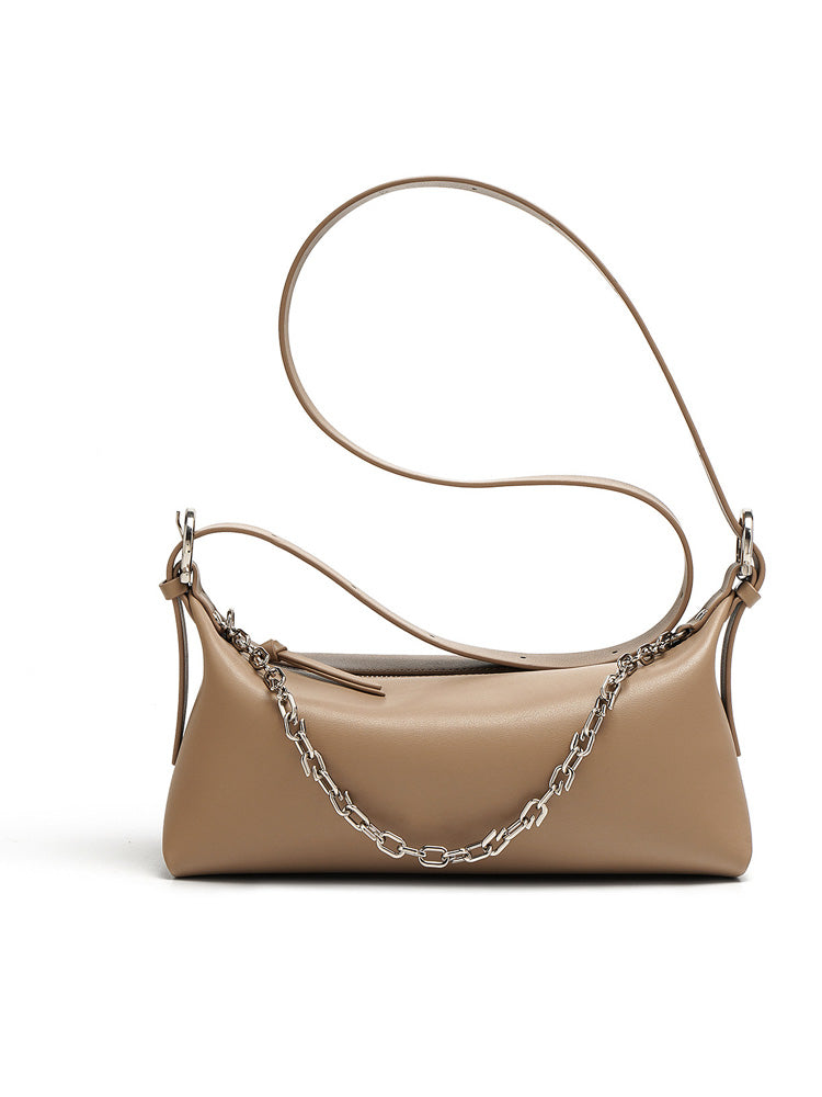 Missy Longuette Leather Shoulder and Crossbody Bag With Chain