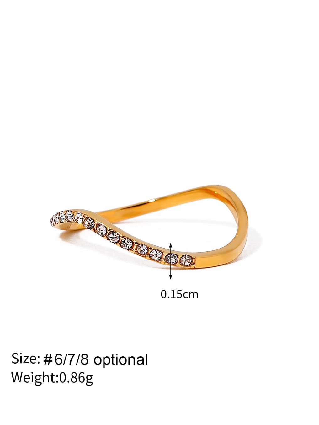 Elegant bølgeformet ring med diamantinnlegg