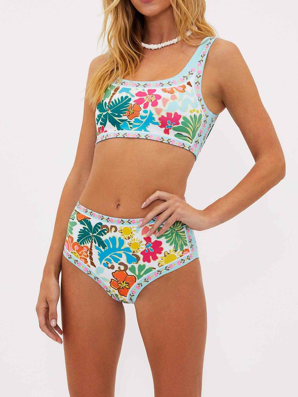 Unik blomsterprint stretch bikini-badedrakt