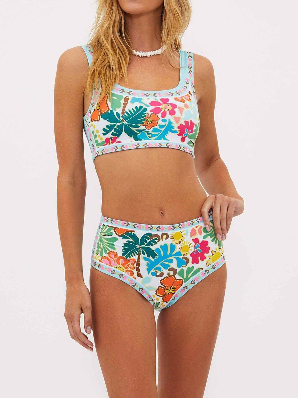 Unik blomsterprint stretch bikini-badedrakt