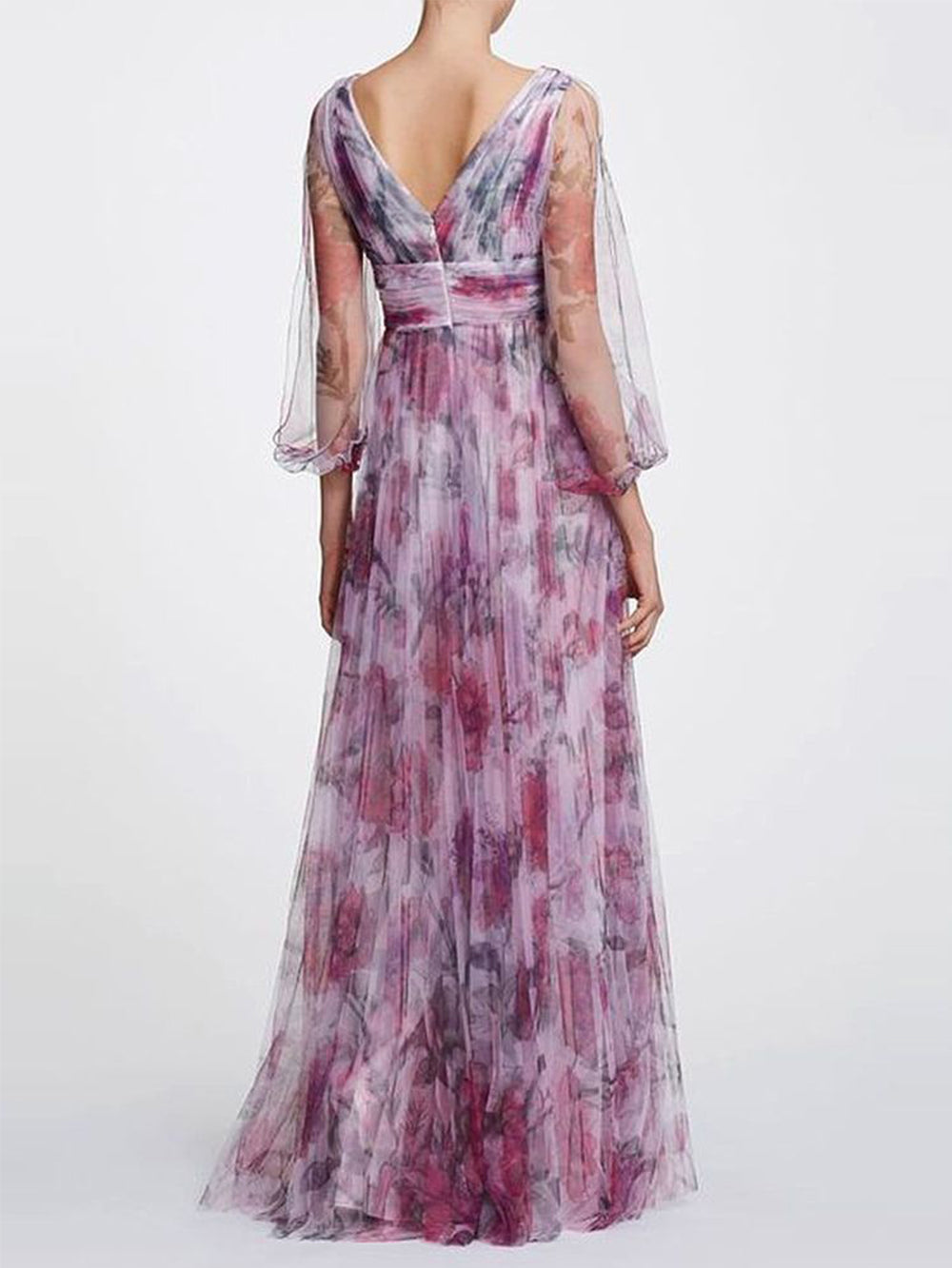 Trykt chiffon maxikjole